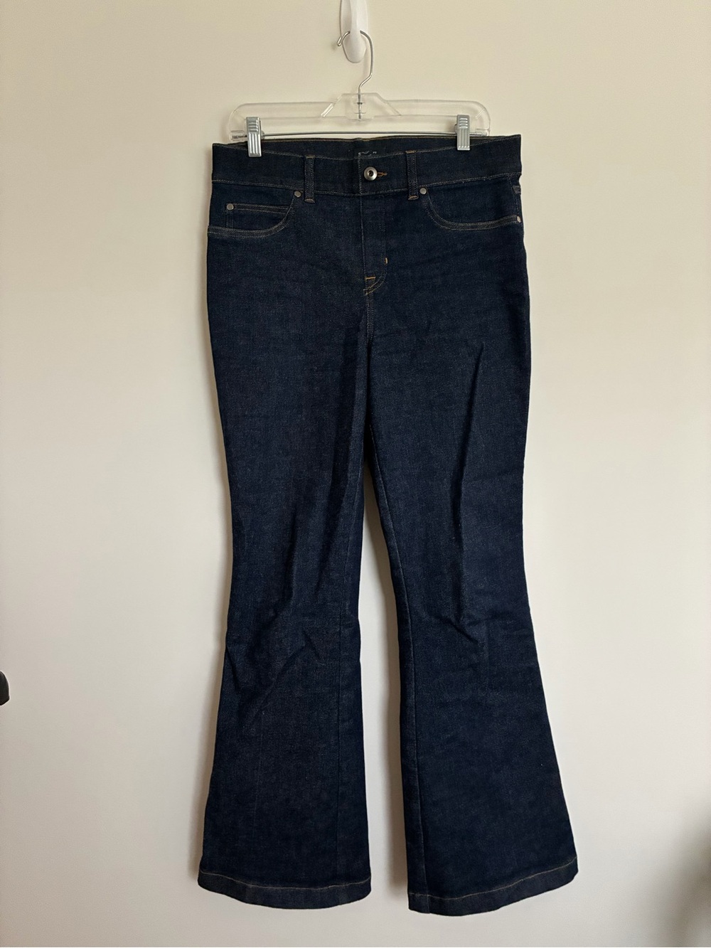 Spanx Dark Blue Indigo Flare Jeans size large